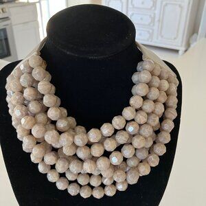 Multi-strand beige choker necklace